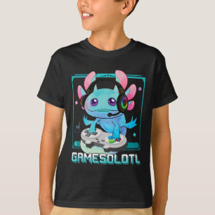 T-shirt Gamesolotl Axolotl Joueur de jeux vidéo Kawaii Pas