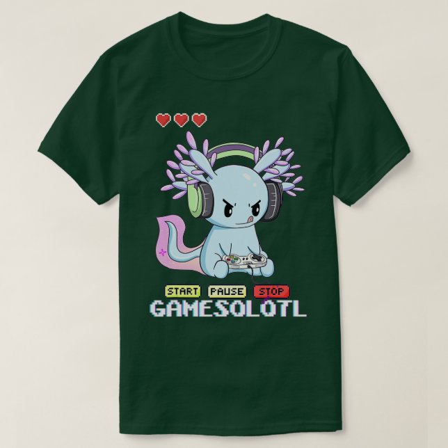 T-shirt Gamesolotl Axolotl Poisson Jouer Jeux Vidéo Lizar (Design devant)