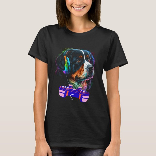 T-shirt Gaming Bernese Mountain Dog Player Video Gamer  Me (Devant)