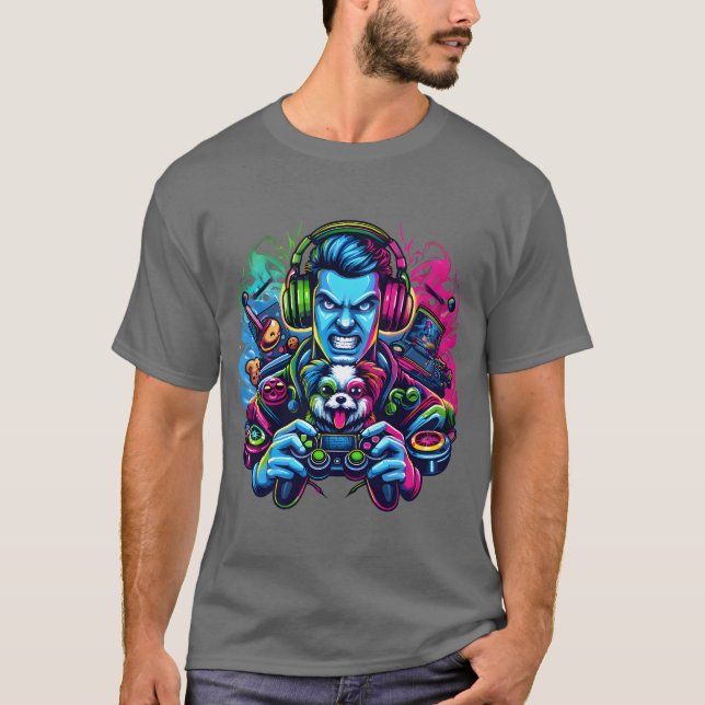 T-shirt Gaming Co-Pilot - Dog Lover Gamer Art (Devant)