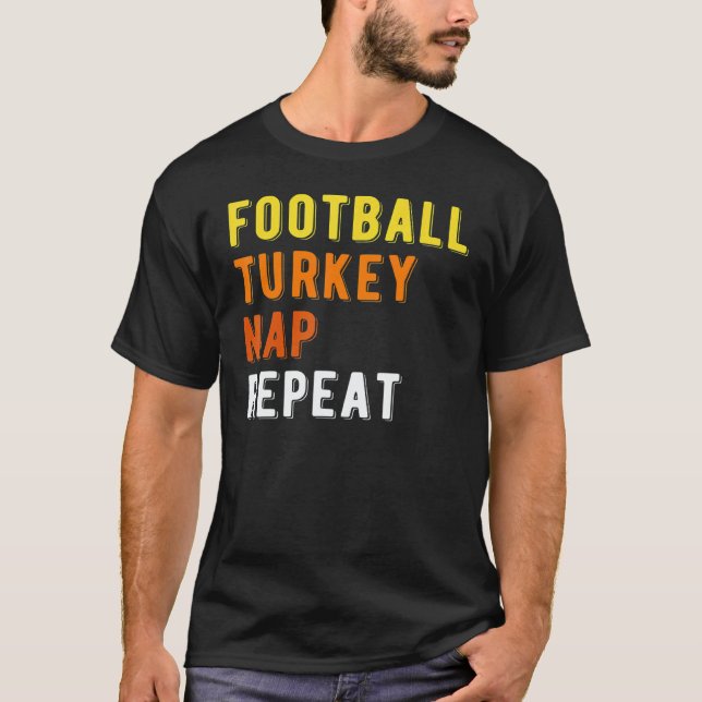 T-shirt Gaming Football Turkey Nap Repeat Pumpkin Men Than (Devant)