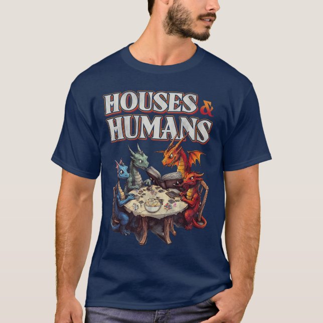 T-shirt Gaming Houses Humans Funny RPG Parody Gamer Men Bo (Devant)