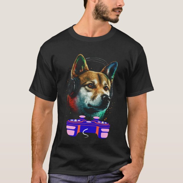T-shirt Gaming Shiba Inu Dog Player Animal Video Gamer  Me (Devant)