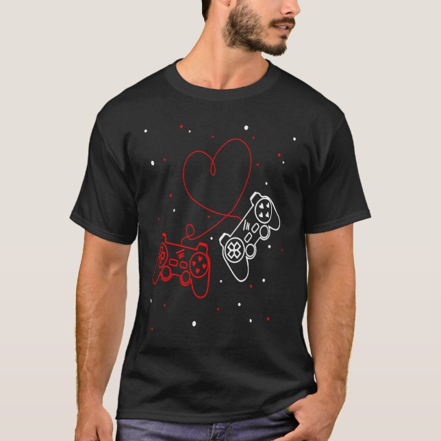 T-shirt Gaming Valentine Video Games Funny Gamers Cute Hea (Devant)