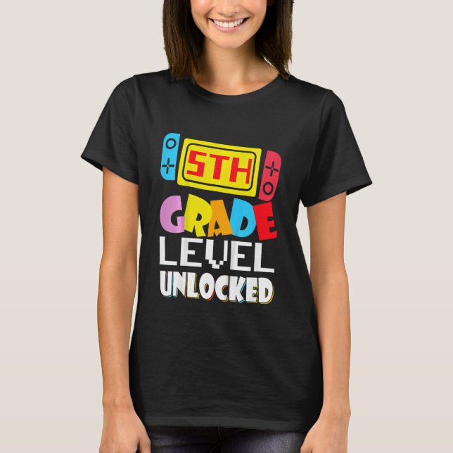 T-shirt Gamme vidéo déverrouillée de 5e année pour enfants (Devant)