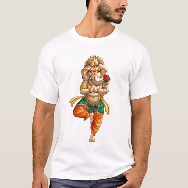 T-shirt Ganesha dans une pose de yoga de Vrksasana (arbre) (Devant)
