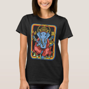 T-shirt Ganesha Dieu Rétro Yoga Spirituel Méditation V