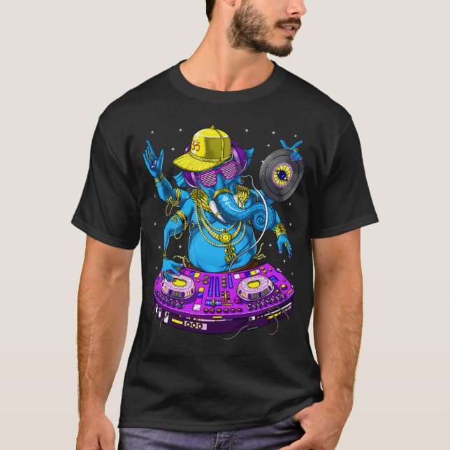 T-shirt Ganesha Musique DJ (Devant)