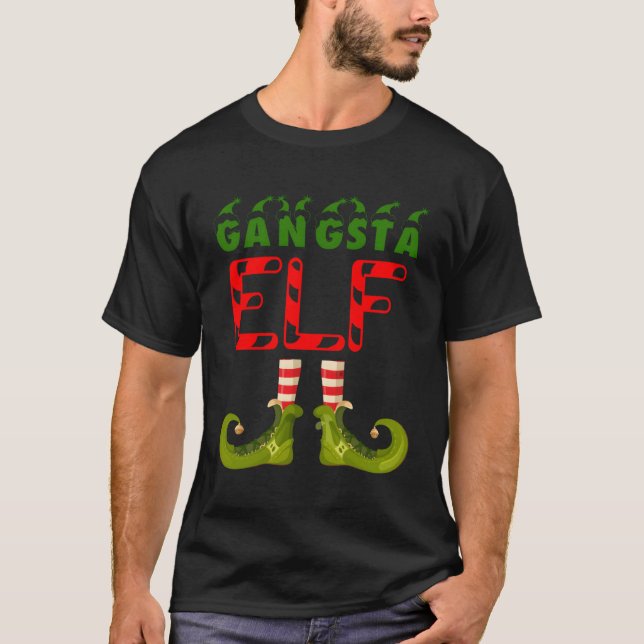 T-shirt Gangsta Elf Funny Group Correspondant Pajamas De F (Devant)