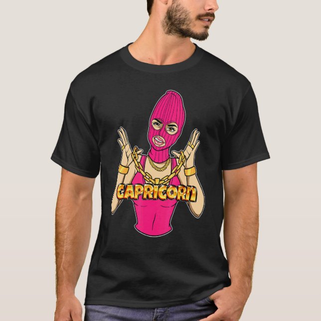 T-shirt Gangsta Girl Capricorn Masquée Gangster Femme avec (Devant)