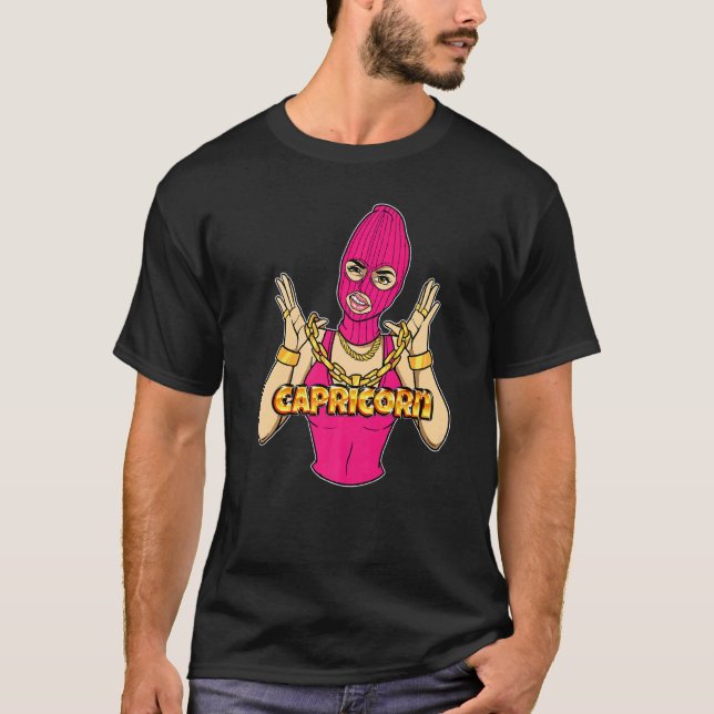 T-shirt Gangsta Girl Capricorn Masquée Gangster Femme avec (Devant)