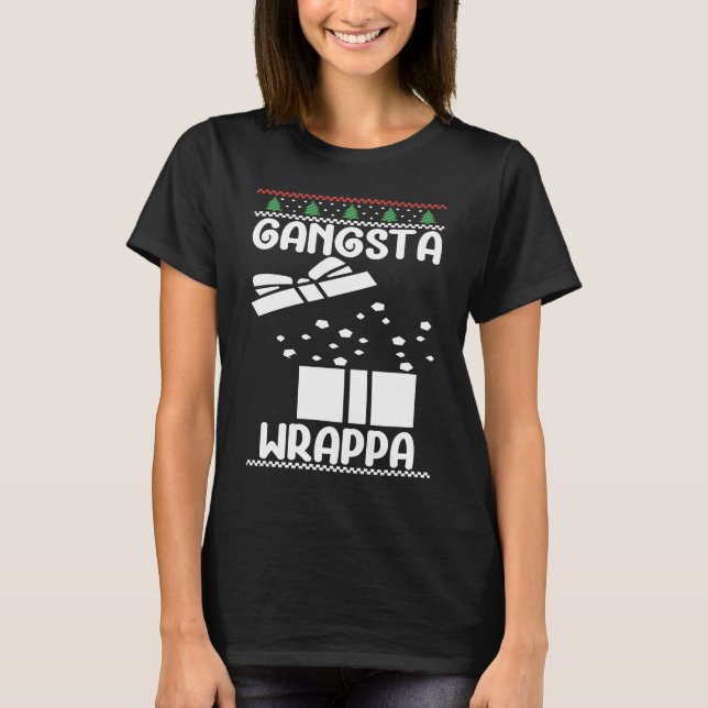T-shirt Gangsta Wrappa Merry Christmas Santa Claus Christm (Devant)