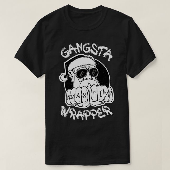 T-shirt Gangsta Wrapper Funny Père Noël Gangster (Design devant)
