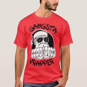 T-shirt Gangsta Wrapper Funny Santa Claus Gangster (Lumièr