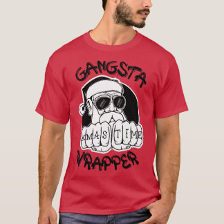 T-shirt Gangsta Wrapper Funny Santa Claus Gangster (Lumièr