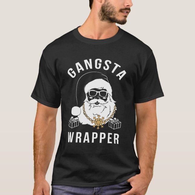 T-shirt Gangsta Wrapper Gangster Père Noël (Devant)