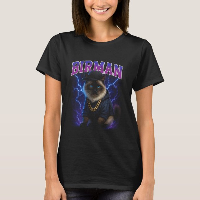 T-shirt Gangster Birman - Mème drôle de chat bizarre et mo (Devant)