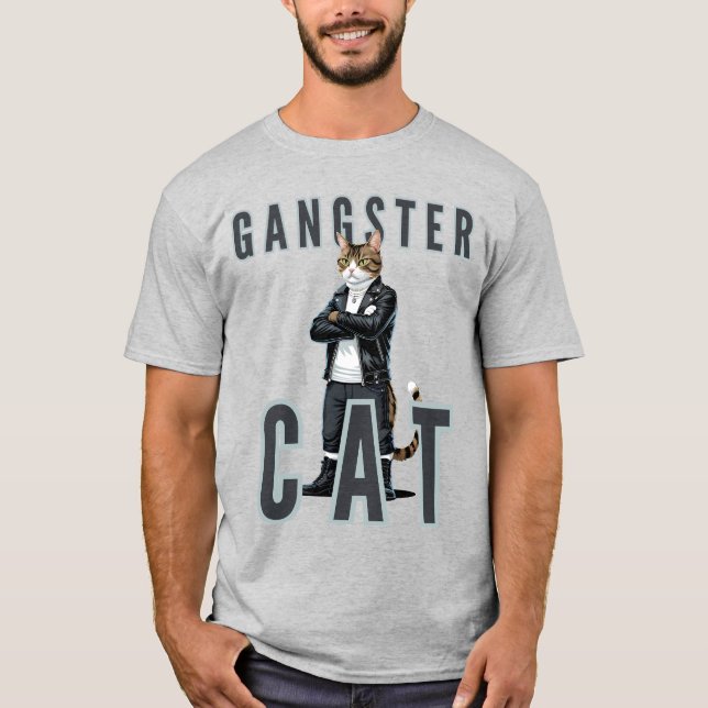 T-shirt Gangster Cat Bad Boy (Devant)