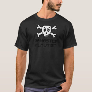 T-shirt Gangster Flutist Crâne et Mot d'os croisé