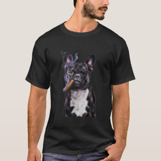 T-shirt Gangster French Bull Dog Fumer Cigar, Mauvais Chie