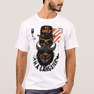 T-shirt gangster hipster skull barbe moustache tete de mor