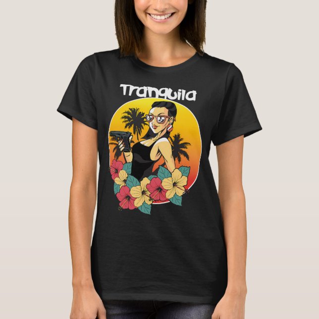 T-shirt Gangster Latina Tranquilo avec des fleurs. (Devant)