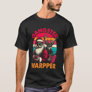 T-shirt Gangster Wrapper Père Noël et Reindeer Christmas M