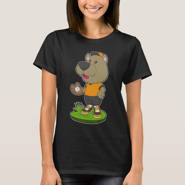 T-shirt Gant de baseball de chien de baseball (Devant)