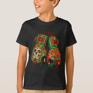 T-shirt Gants de boxe crâne sucré mexicain Aztec Mayan