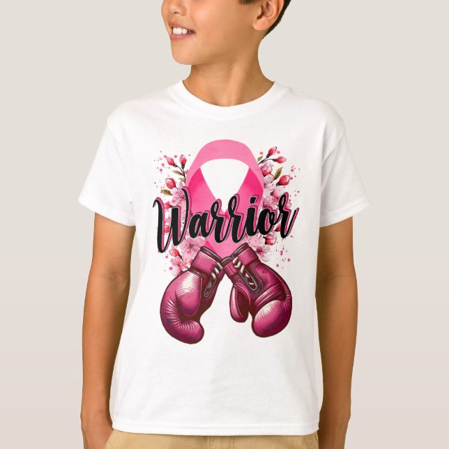 T-shirt Gants de boxe de guerrier Pink Ribbon Cancer du se (Devant)