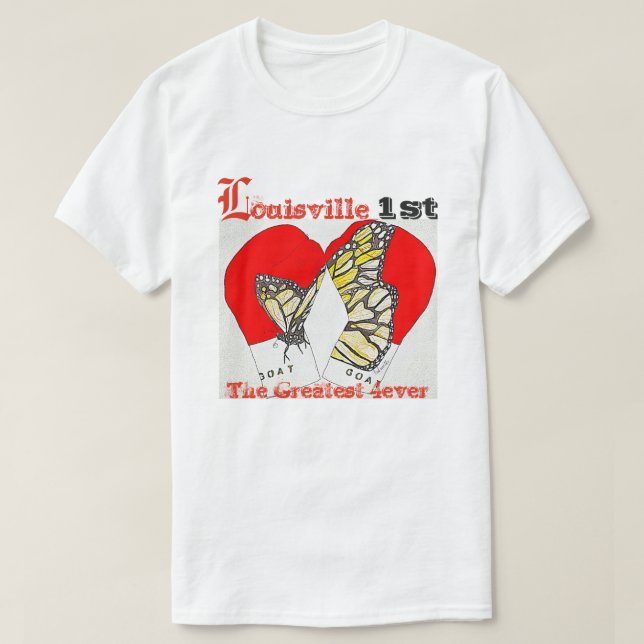 T-shirt Gants de boxe rouges avec le papillon de monarque (Design devant)