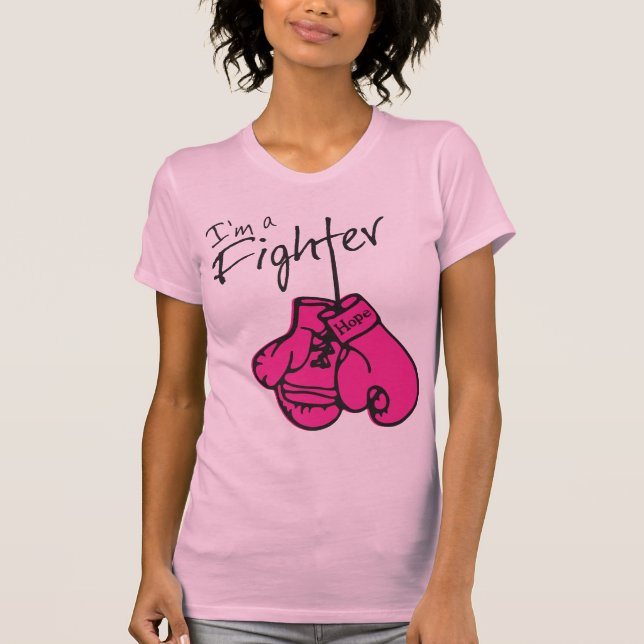 T-shirt Gants de combattant de cancer du sein (Devant)