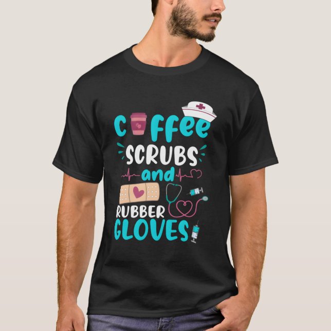 T-shirt Gants En Caoutchouc Scrubs Rn Infirmière Infirmièr (Devant)