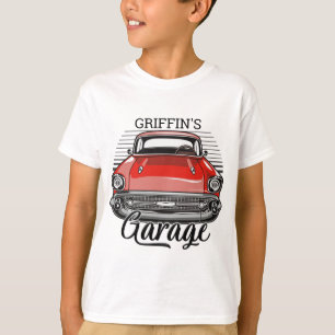 T-shirt Garage de voiture classique rétro personnalisé NOM