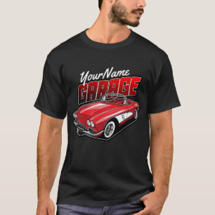 T-shirt Garage de voiture de sport classique rouge C1 pers