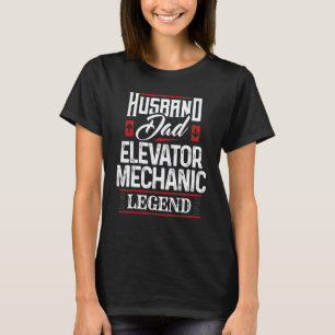 T-shirt Garage Husabnd Papa Légende Mécanicien d'Ascenseur