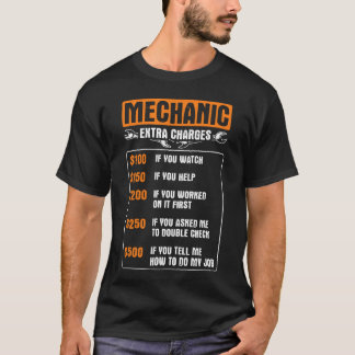T-shirt Garage Mechanic Etra Charges Rate Caruning S frien
