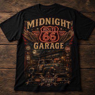 T-shirt GARAGE ROUTE 66 DE MINUIT – Méca Américaine Vintag