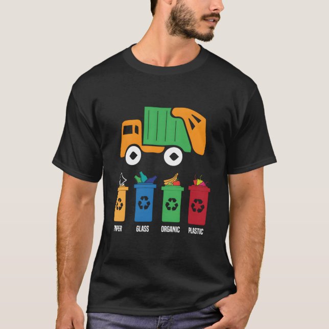 T-shirt Garbage Day Recycling Truck Toddlers Trash (Devant)