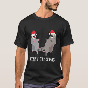 T-shirt Garbage Gang Opossum Raccoon Santa Claus Merry Tra
