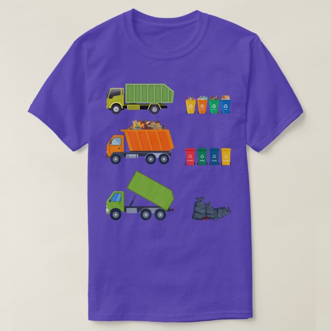 T-shirt Garbage Trucs Orange Vert Séparation des déchets (Design devant)