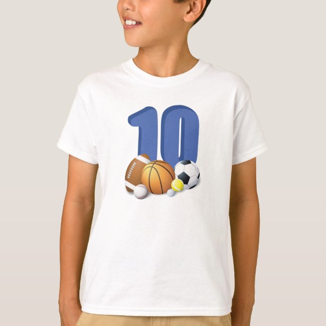 T-shirt Garçon 10e anniversaire des balles de sport (Devant)