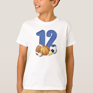 T-shirt Garçon 12e anniversaire des balles de sport