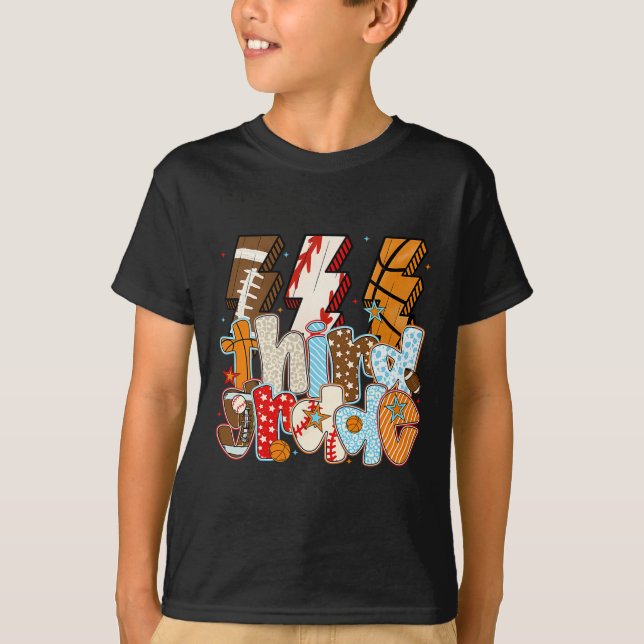 T-shirt Garçon 3e année Éclair Footll Vendre Sketll  (Devant)