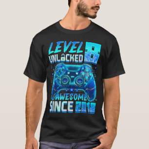 T-shirt Garçon 8 Ans Anniversaire Niveau 8 Gamer Huit Ans