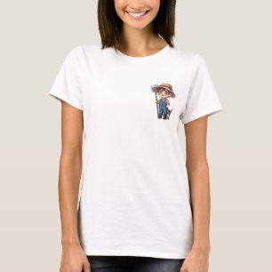 T-shirt Garçon agriculteur chibi joyeux en salopette