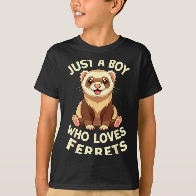 T-shirt Garçon aime les furets Illustration d'animal migno (Devant)