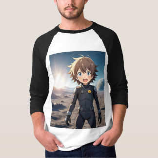 T-shirt Garçon Anime Astronaute sur une planète extraterre