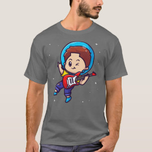 T-shirt Garçon astronaute mignon jouant de la guitare Cart