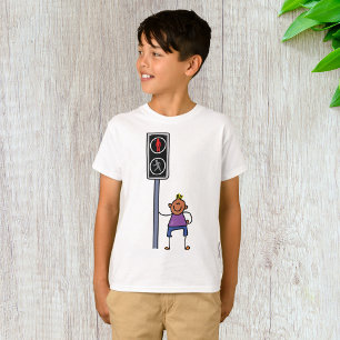T-shirt Garçon au passage piéton avec le signal rouge Stop